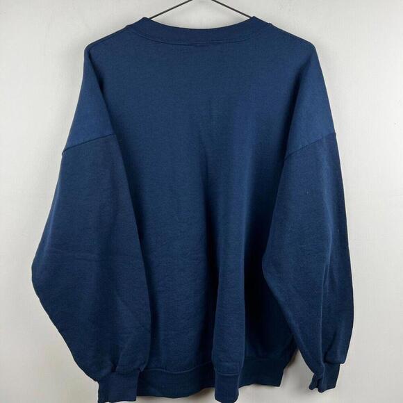 Vintage Jerzees Sweatshirt 2X Navy Blue Blank Pullover Made in USA Russell Crew - Picture 2 of 3
